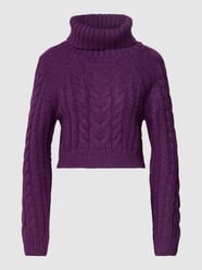 Korte gebreide pullover met col, model 'Mika' van Gina Tricot Paars - 13