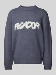 Oversized Strickpullover mit Label-Stitching Modell 'TRIPOLE' von Pegador Blau - 5