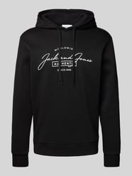 Hoodie mit Label-Print Modell 'FERRIS' von Jack & Jones Schwarz - 48