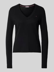 Wollpullover mit Logo-Stitching von Tommy Hilfiger Schwarz - 3