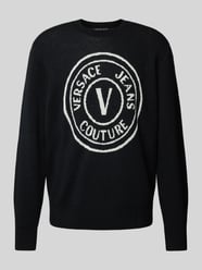 Pullover mit Label-Stitching und Rundhalsausschnitt von Versace Jeans Couture Schwarz - 33