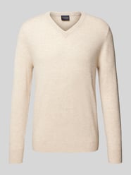 Wollpullover mit V-Ausschnitt und Kaschmir-Anteil von Christian Berg Men Beige - 35