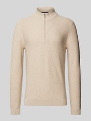 Slim Fit Strickpullover mit Stehkragen von OLYMP Level Five Beige - 21