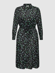 PLUS SIZE blousejurk met all-over motief, model 'Florisa' van KAFFE Curve Zwart - 4