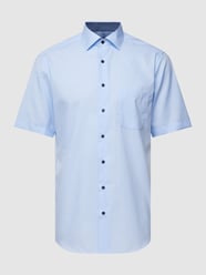 Koszula casualowa o kroju modern fit z bawełny z kołnierzykiem typu kent od Eterna Niebieski - 14