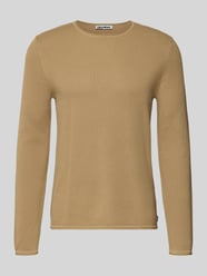 Basic Sweter z dzianiny z okrągłym dekoltem i wywiniętymi krawędziami od REVIEW - 9