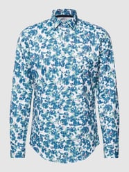Slim Fit Business-Hemd mit Allover-Muster von Jake*s Blau - 36