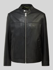 Regular Fit Lederjacke mit Baumwoll-Anteil von Marc O'Polo Schwarz - 39