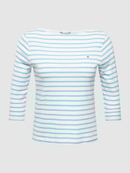 PLUS SIZE T-shirt met streepmotief en boothals van Tommy Hilfiger Curve Turquoise - 34