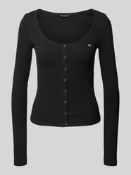 Slim Fit Longsleeve mit Rundhalsausschnitt Modell 'BUTTON THRU' von Tommy Jeans Schwarz - 20