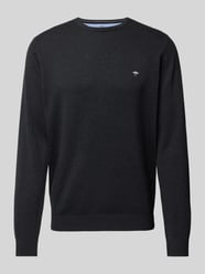 Sweter z dzianiny z wyhaftowanym logo model ‘Superfine’ od Fynch-Hatton - 2