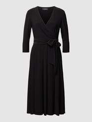 Kleid mit V-Ausschnitt Modell 'CARLYNA' von Lauren Ralph Lauren Grau / Schwarz - 46