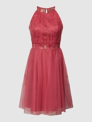 Cocktailkleid mit Spitzen-Besatz von V.M. Rot - 31