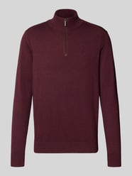 Sweter z dzianiny o kroju regular fit z czystej bawełny z kołnierzem zapinanym od bugatti - 8