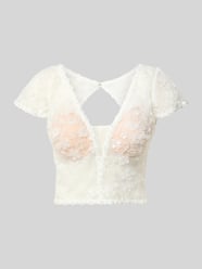 Bluzka o kroju krótki z perły i dekolt w serek od LUXUAR FASHION - 11