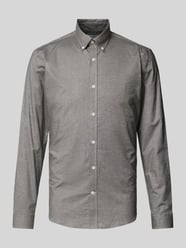 Slim fit vrijetijdsoverhemd met button-downkraag, model 'Oxford' van Lindbergh Grijs / zwart - 36