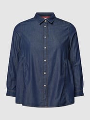Jeansblouse met drukknoopsluiting, model 'BAGHERA' van Marina Rinaldi Blauw / turquoise - 28