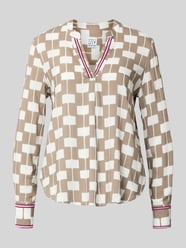 Regular Fit Bluse aus Viskose mit V-Ausschnitt von Emily Van den Bergh Beige - 22