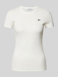 Slim Fit T-Shirt mit Label-Patch von Lacoste Sport Beige - 4