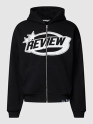 Sweatjacke mit Label-Print von REVIEW Grau / Schwarz - 8