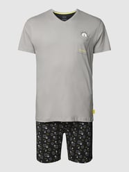 Pyjama met all-over motief, model 'PURE' van Ceceba Plus Grijs / zwart - 46