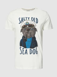 T-Shirt mit Motiv- und Statement-Print Modell 'SEE DOG' von Blend Weiß - 21