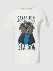 T-Shirt mit Motiv- und Statement-Print Modell 'SEE DOG' von Blend Weiß - 33