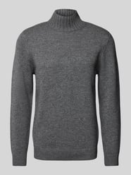 Gebreide pullover met ribboorden van Profuomo Grijs / zwart - 42