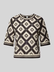 Strickshirt im semitransparenten Design mit Rundhalsausschnitt von Jake*s Collection - 2