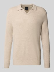 Sweter z dzianiny o kroju regular fit z kołnierzykiem polo z mieszanki wełny od bugatti - 37