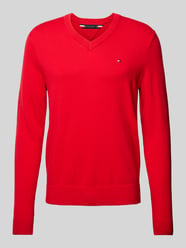 Gebreide pullover met logostitching, model 'PIMA' van Tommy Hilfiger Rood - 34