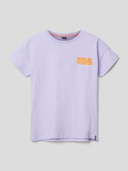 T-shirt z nadrukiem z napisem model ‘Fajah’ od CARS JEANS Fioletowy - 20