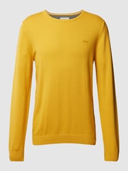 Sweter z dzianiny z wyhaftowanym logo model ‘BASIC’ od s.Oliver RED LABEL Żółty - 25