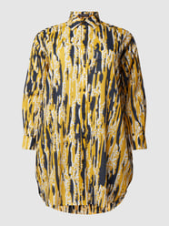 PLUS SIZE Longbluse mit Allover-Muster Modell 'POP SAFARI' von Samoon Gelb - 32