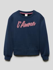 Sweatshirt met flockprint, model 'Nieka' van VINGINO Blauw / turquoise - 47