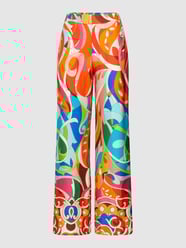 Palazzo-broek van viscose met all-over motief, model 'Goch' van Risy & Jerfs Rood - 22