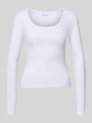 Bluzka z długim rękawem o kroju slim fit z głębokim okrągłym dekoltem od REVIEW - 21