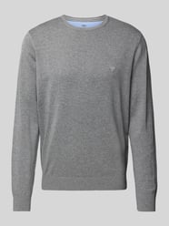 Gebreide pullover met labelstitching, model 'Superfine' van Fynch-Hatton Grijs / zwart - 35