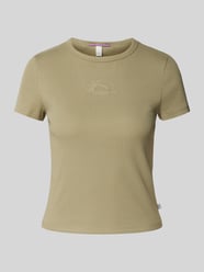 T-Shirt mit Motiv-Stitching Modell 'Sun' von QS Grün - 39