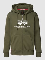 Bluza rozpinana z detalem z logo model ‘BASIC ZIP HOODY’ od Alpha Industries Zielony - 38