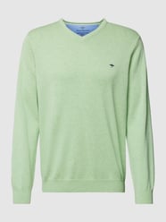 Pullover mit V-Ausschnitt von Fynch-Hatton Grün - 26