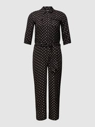 PLUS SIZE jumpsuit met all-over motief, model 'Karutie' van Kaffe Grijs / zwart - 32