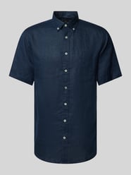 Freizeithemd aus Leinen mit Button-Down-Kragen Modell 'Summer' von Fynch-Hatton Blau - 12