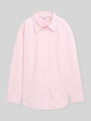 Hemdbluse mit abgerundetem Saum aus Baumwollmix von Tom Tailor Pink - 46