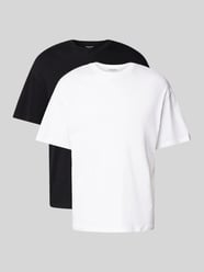 T-Shirt mit Rundhalsausschnitt Modell 'BRADLEY' im 2er-Pack von Jack & Jones Schwarz - 36