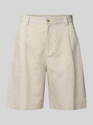 Straight Fit Shorts mit Leinen-Anteil von MAISON KITSUNÉ Beige - 8