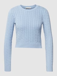 Sweter z dzianiny z wzorem warkocza od REVIEW Niebieski - 41
