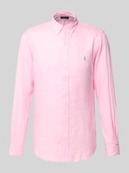 Slim Fit Leinenhemd mit Logo-Stitching von Polo Ralph Lauren Pink - 13