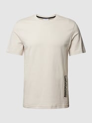 T-shirt z bawełny z detalem z logo od CK Calvin Klein Beżowy - 18