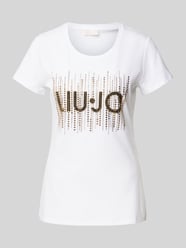 T-Shirt mit Strasssteinbesatz von Liu Jo White Weiß - 48